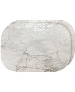 Термостойкие подставки под тарелки из пробки с покрытием под мрамор и гранит, размер 30 x 46 см - набор из 2 штук Dainty Home, серебряный