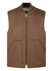 Жилет на молнии с накладным карманом Lardini, коричневый