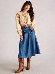 Шарлотта миди-юбка из органического хлопка White Stuff, Blue