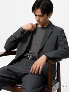 Пиджак Airsense шерстяная Uniqlo, темно-серый