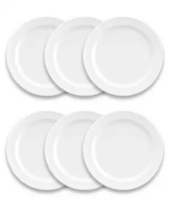 Набор из 6 обеденных тарелок с матовой меламиновой кромкой Abode Homewares, white