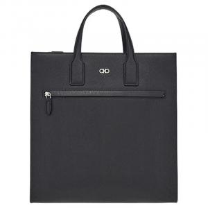 Сумка мужская FERRAGAMO Hammered Texture из черной телячьей кожи с фактурой молотка