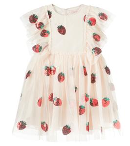 Платье Yvonne из тюля с рюшами и пайетками Konges Sløjd, Strawberry