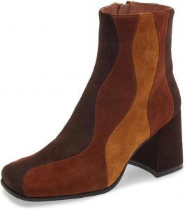 Женские ретро ботильоны Miss Left с закрытым квадратным носком, грубым каблуком, молнией, средним каблуком, комбинированные, осенние, стильные, для работы и повседневной носки, размер 4-16 US, Brown