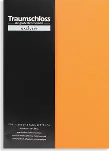 Простыня на резинке Exclusive Premium Jersey 140-160 x 200 см Mandarin 150 г/м², 100% расчесанный хлопок-мако Traumschloss