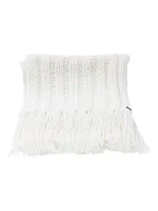 Шарф в рубчик с бахромой Fedeli, белый