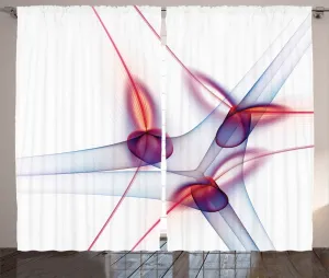 Белая штора ABAKUHAUS в деревенском стиле с современным волнистым узором, присборенная тесьма для спальни с петлями и крючками, 280 x 225 см, сине-красный Abakuhaus