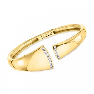 Асимметричный браслет-манжета Ross-Simons Diamond из 18-каратного золота с покрытием Sterling Ross-Simons, 7 In