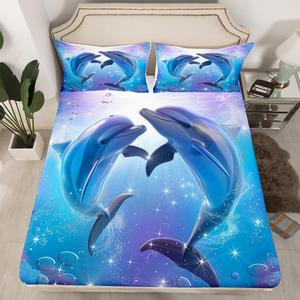 Erosebridal Комплект постельного белья Dolphin с морским принтом из рыб, кораллов и животных для детской комнаты, Multi 11