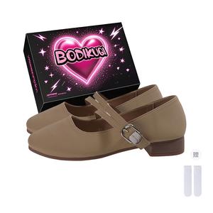 Boldi Kuki Туфли Мэри Джейн на массивном каблуке женские абрикосовые эксклюзивная коробка и носки, цвет Apricot (Exclusive Box+Socks)