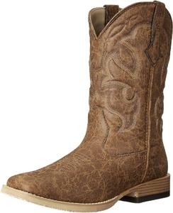 Мужские винтажные западные сапоги Roper с квадратным носком, Tan