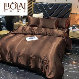 LUOLAI HOME Комплект постельного белья 4 предмета, простыня на резинке 180 см, пододеяльник 220x240 см