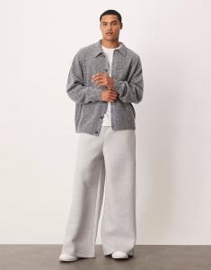 Плотные широкие брюки-джоггеры из ткани в стиле «скуба» серого меланжевого цвета Asos Design