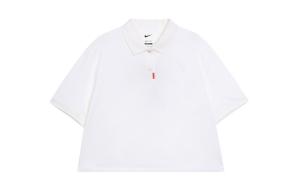 SS22 Женская рубашка поло с коротким рукавом и воротником, белая Nike