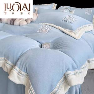 LUOLAI HOME Комплект постельного белья 4 предмета, простыня, размер 220x240 см, цвет St. Mary's - Clear Blue