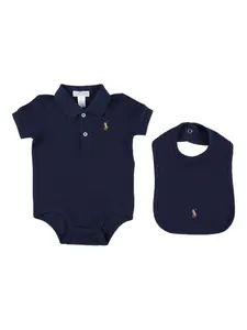 Комплект боди с вышитым логотипом Polo Ralph Lauren Kids, синий