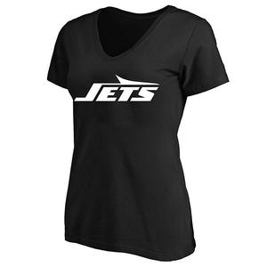 Женская черная футболка New York Jets plus size с v-образным вырезом Fanatics
