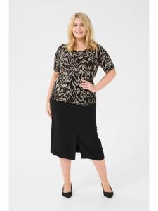 KAFFE curve Вязаный свитер KClizzy стандартного кроя в черно-слоновой расцветке с графическим рисунком