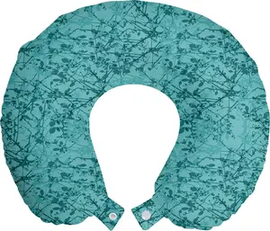 Подушка для шеи ABAKUHAUS Teal Travel Pillow, рисунок тушью в виде дерева, дорожный аксессуар из пеноматериала для самолета и автомобиля, 30 x 30 см, бирюзовый Abakuhaus