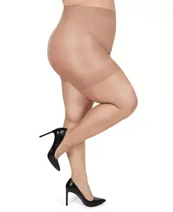 Колготки большого размера Curvy Sheer с шелковистым верхом MM-2210 MeMoi, коричневый/бежевый