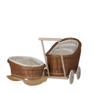 ПЛЕТЕНЫЙ НАБОР ДЛЯ КУКОЛ С БЕЖЕВЫМ КРОМКОМ 46x30 H20/26/48x28 H46 CM WickerPL