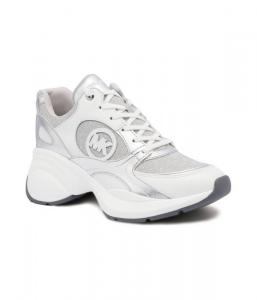 Кроссовки женские Michael Kors Zuma trainer комбинированные на танкетке, серебряный