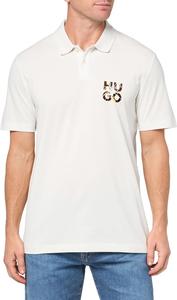 Хлопковая поло HUGO с логотипом, Natural Cream
