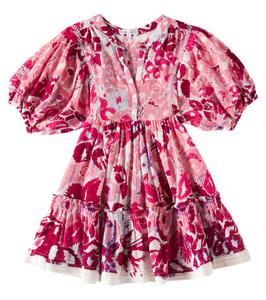 Платье из хлопка с рюшами Aria Poupette St Barth Kids, Pink Pencilleo