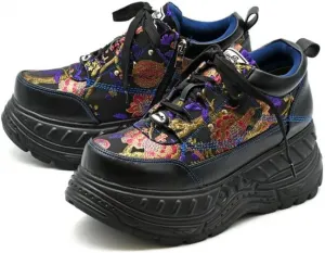 Мужские кроссовки Yosuke 4468004 с толстой подошвой, на шнуровке, 3 цвета, размеры 26, 27, высота каблука 3,1 дюйма (8 см) No Brand, мультиколор/черный/фиолетовый