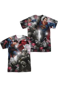 Футболка с коротким рукавом для взрослых из полиэстера «Бэтмен против Супермена» (принт спереди/сзади) Gildan, белый