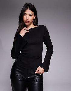 Асимметричный джинсовый топ ASOS DESIGN с рукавами-ангелами и присборенной талией, выстиранный с эффектом полоскания