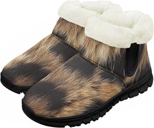 Детские водонепроницаемые зимние ботинки для снега - теплые, с меховой подкладкой для мальчиков и девочек (малыши/маленькие дети/старшие дети), черная подошва Pzuqiu, Leopard Print