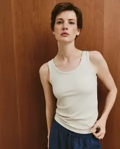 Женская однотонная майка без рукавов Southern Cotton, бежевый