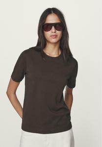 Футболка Massimo Dutti SHORT SLEEVE INTERLOCK WITH CREW NECK, Dark Brown