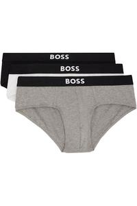 Три пары трусов с белой лентой с логотипом Boss, мультиколор