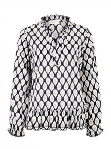 Повседневная блузка со сборками синего/бежевого цвета CARTOON