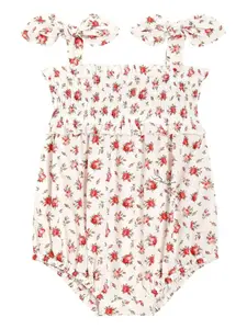 Боди с завязками и цветочным принтом Dolce & Gabbana Kids, белый