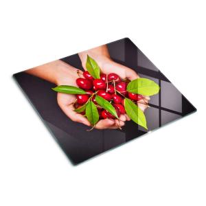 Стеклянная тарелка 60х52 см. Вишни в руках TULUP, мультиколор