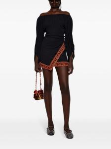 Rabanne мини-платье с открытыми плечами и контрастной отделкой, черный