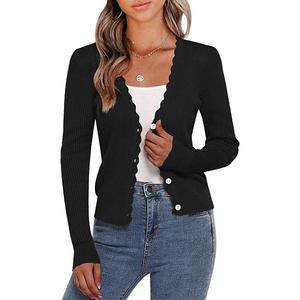 Женский укороченный вязаный кардиган с V-образным вырезом на пуговицах Maxxis Merch, Black