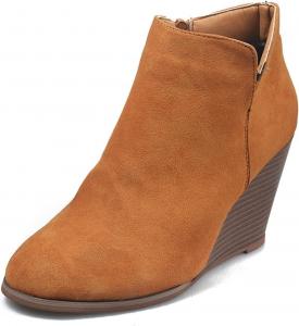 Женские ботильоны на танкетке ZBYY, модные замшевые ботинки с боковой молнией, ботильоны Челси, с толстым каблуком и круглым носком, коричневый