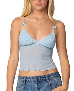 Беркли Топ из прозрачной кружевной сетки Edikted, синий