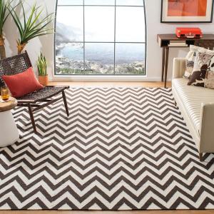 Ковер SAFAVIEH, 244 x 244 см, Dhurries Collection - Brown & Ivory, ручное плоское плетение из шерсти, идеально для помещений с высокой проходимостью в гостиной, спальне (DHU557D)