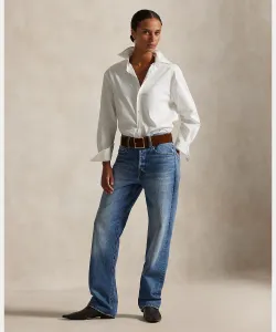 Джинсы прямого кроя с высокой посадкой и свободным кроем