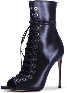 Женские модные ботильоны на высоком каблуке FYS, с открытым носком и шнуровкой, сексуальная модель для танцев, праздничная обувь на каблуке, размеры 4-16 US, Navy