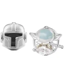 Серьги-Гвоздики в виде мандалорских грогу из «Звездных войн» Girls Crew, silver-tone