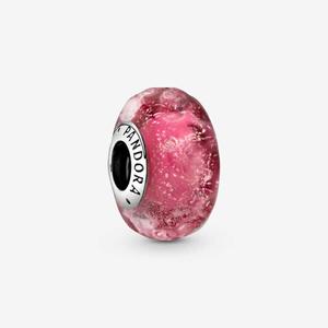 Шарм Pandora Moments Wavy Fancy Murano Glass, серебро/розовый