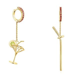 Серьги Tous St. Tropez Cup Long, позолоченное серебро/родолит