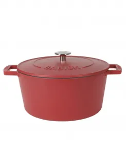 Круглая чугунная кастрюля-казан с крышкой, матовая эмаль, 6 л (около 1,8 л) - красная Babish