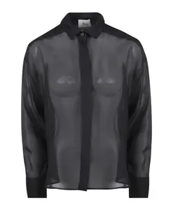 Блузка из жоржета с заостренным воротником 8Pm, черный